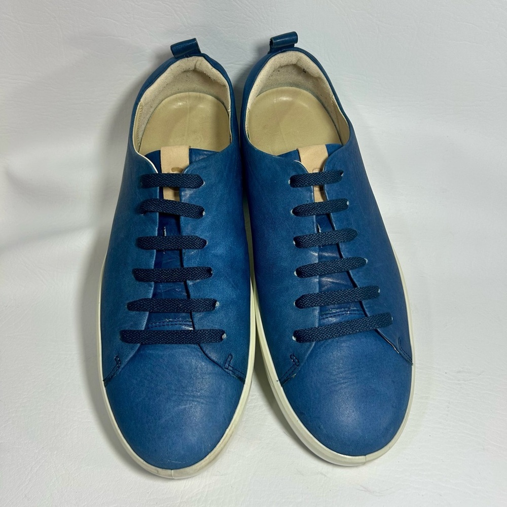 ECCO Men’s Soft Leather City Sneakers – Blue | Size EU 44 / US 10